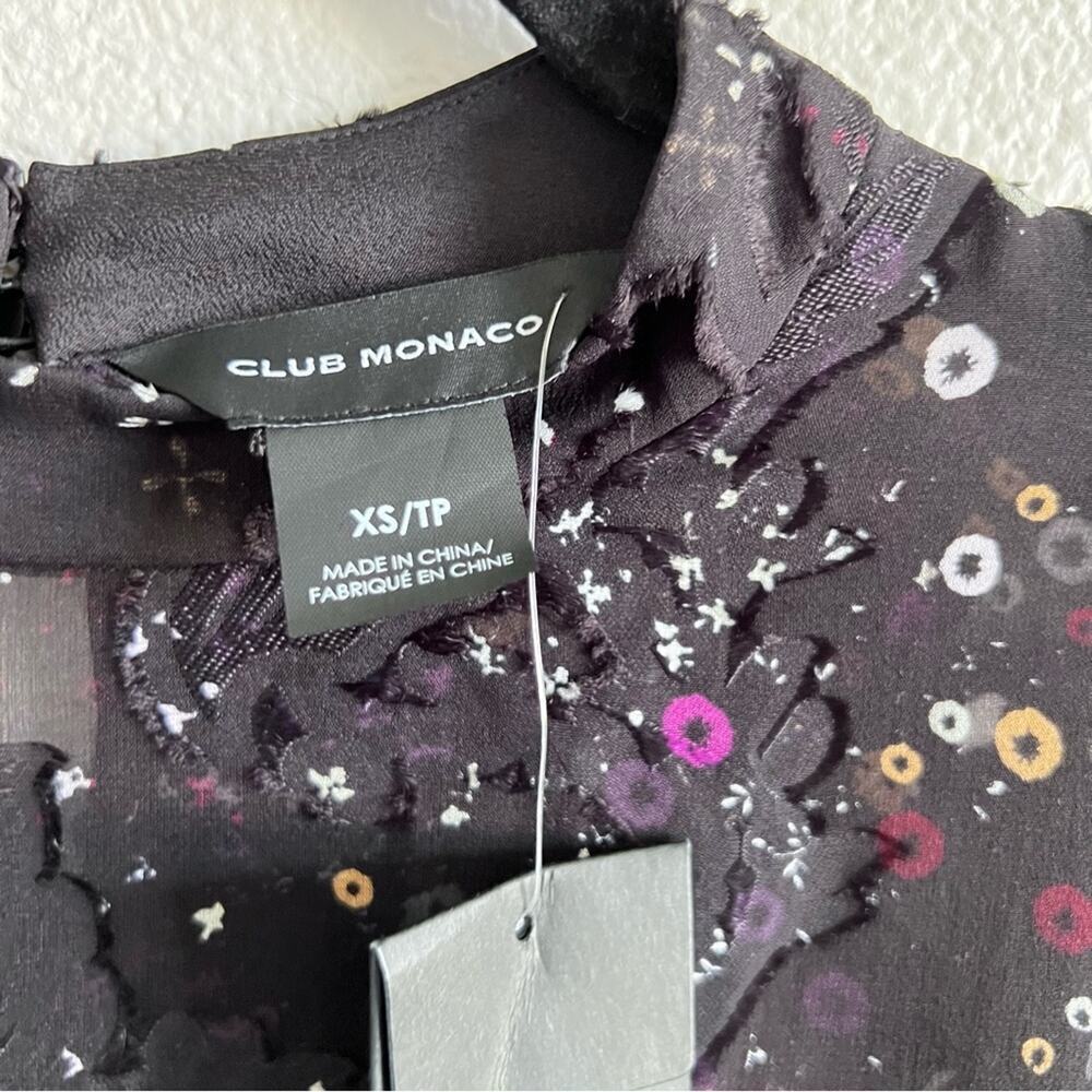 NWT Club Monaco Silk Blend Sheer Floral Print Blouse - Picture 4 of 8